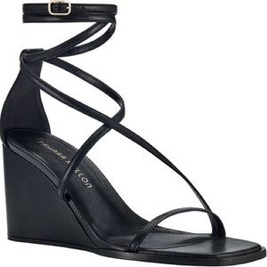 Tamara Mellon Shadow wedge sandals in black nappa leather 37.5